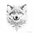 loba com filhotes  flores alecrim  tattoo design idea