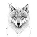 loba com filhotes  flores alecrim  tattoo design idea
