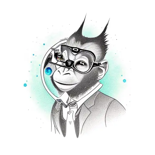 A new-school tattoo of a mischievous monkey juggling cocktail glasses tattoo design idea