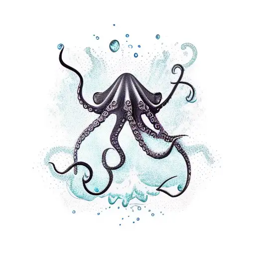 A new-school tattoo of a playful octopus mixing different alcoholic beverages tattoo design idea