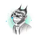 A new-school tattoo of a mischievous monkey juggling cocktail glasses tattoo design idea