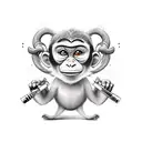 A new-school tattoo of a mischievous monkey juggling cocktail glasses tattoo design idea