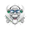 A new-school tattoo of a mischievous monkey juggling cocktail glasses tattoo design idea