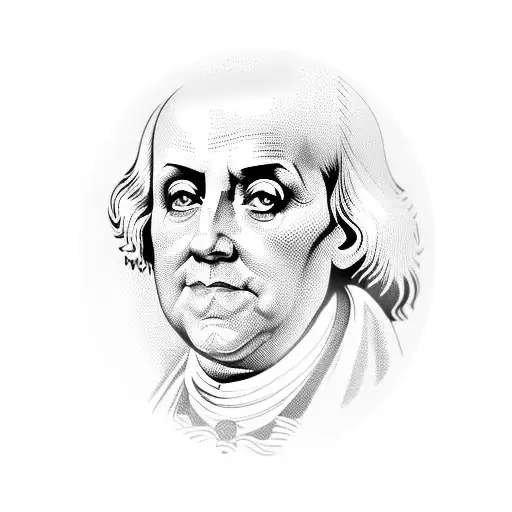 A basketball with Benjamin Franklin's face as the design tattoo design idea