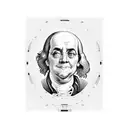 A basketball hoop with Benjamin Franklin's face as the backboard tattoo design idea