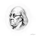 A basketball hoop with Benjamin Franklin's face as the backboard tattoo design idea