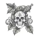 wine, hooligan, grape, vine, skull, vine leaf, anchor tattoo design idea
