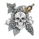 wine, hooligan, grape, vine, skull, vine leaf, anchor tattoo design idea