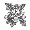 wine, hooligan, grape, vine, skull, vine leaf, anchor tattoo design idea