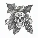 wine, hooligan, grape, vine, skull, vine leaf, anchor tattoo design idea