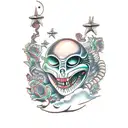 alien abduction tattoo design idea