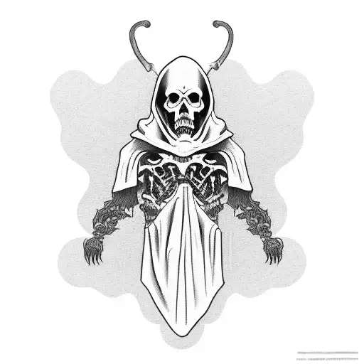 grim reaper in black cloak full body skateboarding  tattoo design idea