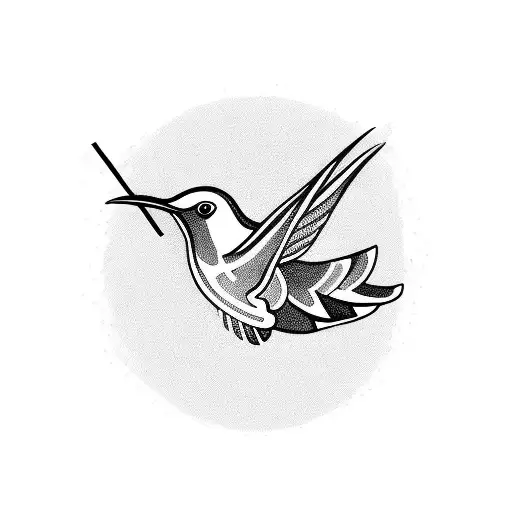 humming bird with a straw tattoo design idea