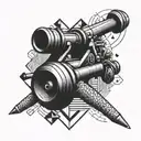 An intricate design combining the Arsenal Cannon with geometric shapes and triangle shapes, symbolizing your love for football and passion for precision. Add the quote 'Be curious, not judgmental' in a stylish font to complete the tattoo idea. tattoo design idea