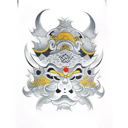 hanya mask with illuminate  tattoo design idea