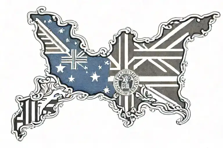 australian flag and el salvador flag tattoo design idea