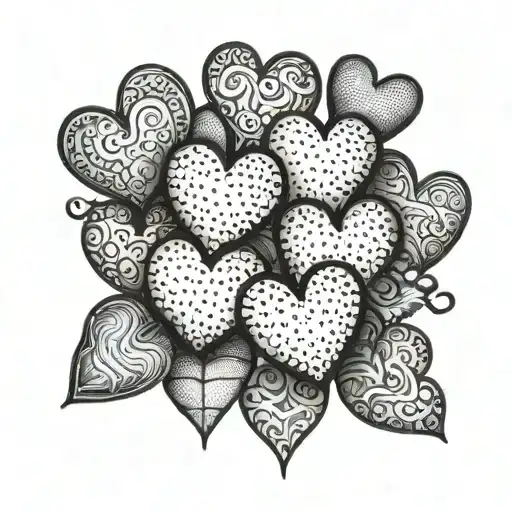 mini hearts one heart made tattoo design idea