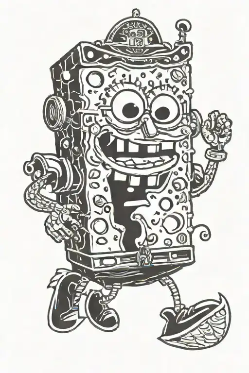 SpongeBob sailor jerry style tattoo design idea