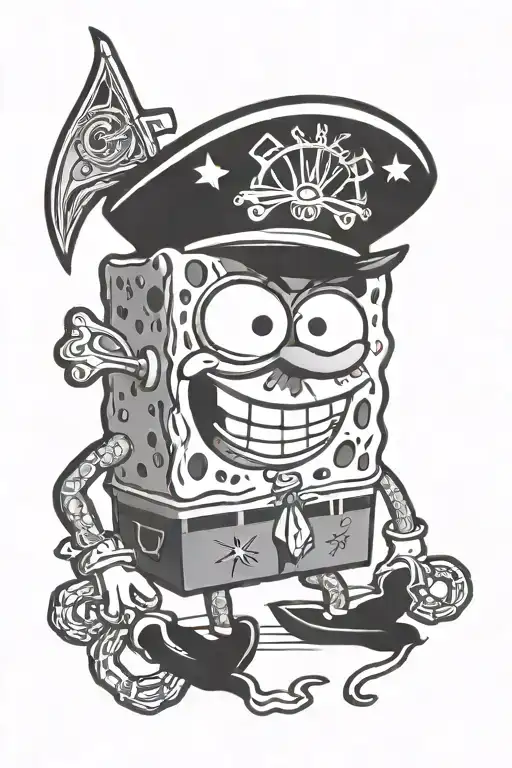 SpongeBob sailor jerry style tattoo design idea