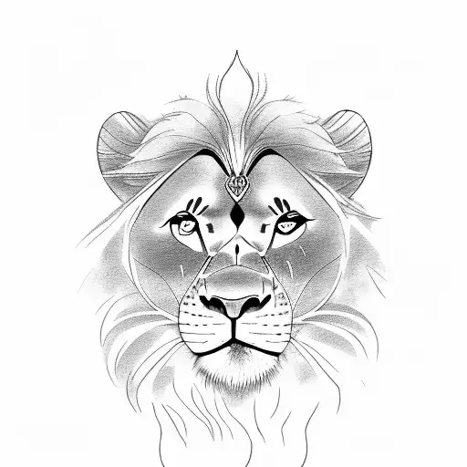 a lion king protecting lioness, monkey, jaguar tattoo design idea
