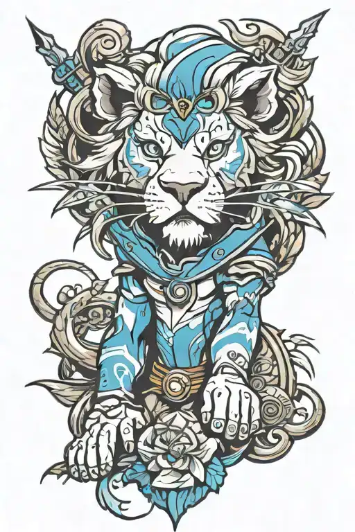 Detroit lions Anime character tattoo design idea