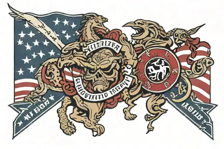 Combining jiu jitsu, Maryland, and USA wrestling into a cohesive tattoo design that spans from the chest to half sleeve tattoo design idea