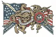 Combining jiu jitsu, Maryland, and USA wrestling into a cohesive tattoo design that spans from the chest to half sleeve tattoo design idea