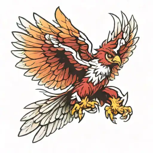 hawks from my hero academia with big wings tattoo design idea