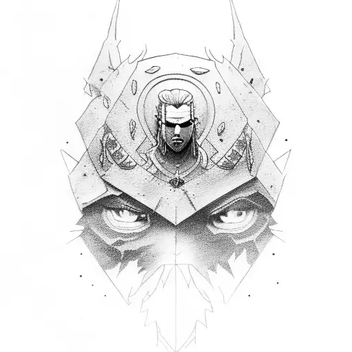 the Witcher with Lara croft tattoo design idea