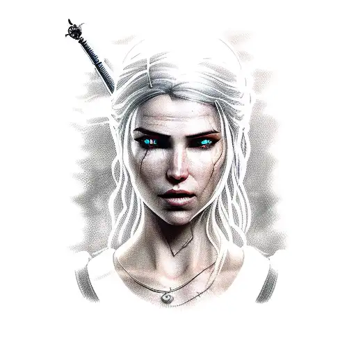 the Witcher with Lara croft tattoo design idea