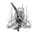 the Witcher with Lara croft tattoo design idea