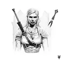 the Witcher with Lara croft tattoo design idea