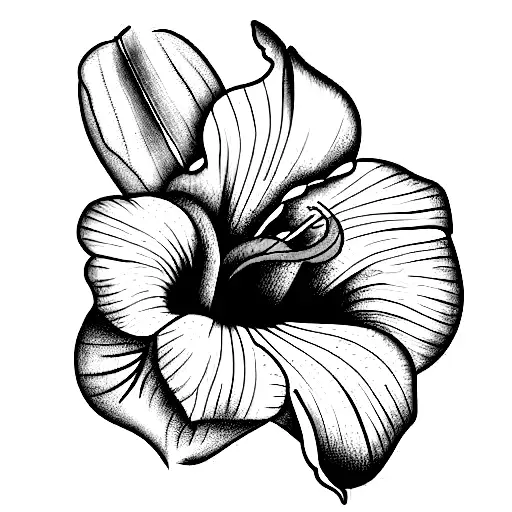 morning glory and iris flower together tattoo design idea
