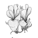 morning glory and iris flower bundled together tattoo design idea