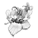 morning glory and iris flower bundled together tattoo design idea