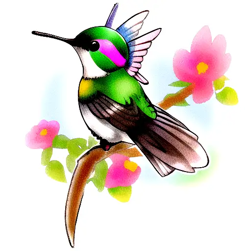 Hummingbird Girl, an art print by Cuine - INPRNT