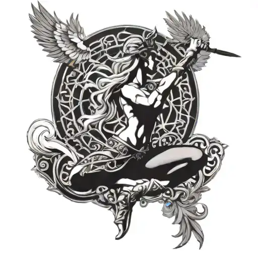 Nordic Valkyrie yoga pose merging tattoo design idea