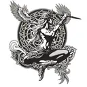 Nordic Valkyrie yoga pose merging tattoo design idea