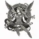 Nordic Valkyrie yoga pose merging tattoo design idea
