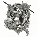 Nordic Valkyrie yoga pose merging tattoo design idea
