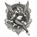 Nordic Valkyrie yoga pose merging tattoo design idea