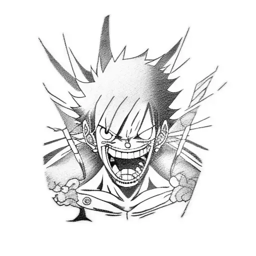 Luffy, Sanji, and Zoro in a fierce battle tattoo design idea