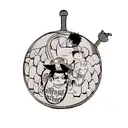 A dotwork tattoo featuring Luffy, Sanji, and Zoro's most epic moments tattoo design idea