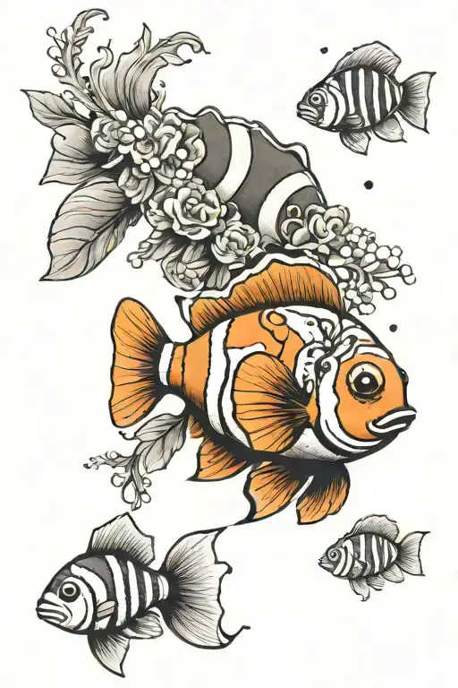 Clownfish  tattoo design idea