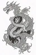 welsh dragon climbing tree of life tattoo design idea