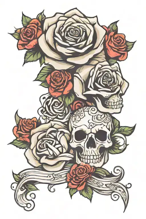 two bands and rose tattoo design idea