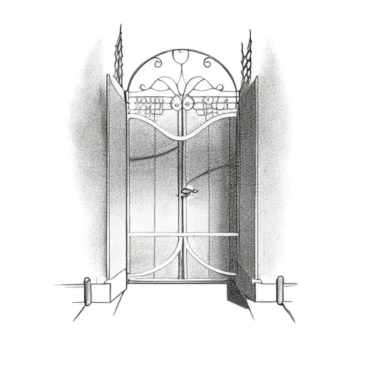 A tattoo of a door half open, between light and darkness. The gate represents the boundary between public life and vi tattoo design idea