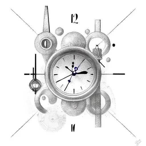 windchime and clock tattoo design idea