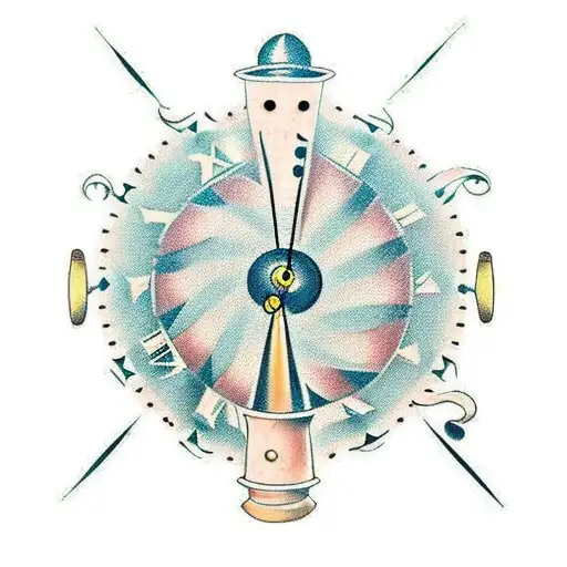 windchime and grandfather clock tattoo design idea