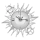 sun and clock and wind chime tattoo design idea